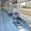 Terdapat jendela berukuran besar di bagian dalam kereta komuter seri 4000 yang baru (Mainichi) kereta komuter seri 4000 yang baru milik Fukuoka City Subway