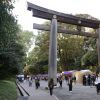 Gerbang torii di Kuil Meiji Jingu tempat ditemukannya ukiran huruf latin pada 11 November (Kyodo) Gerbang torii di Kuil Meiji Jingu tempat ditemukannya ukiran huruf latin pada 11 November