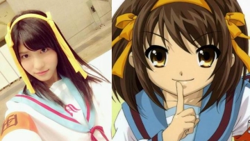 Megu Taniguchi (AKB48) bercosplay sebagai Haruhi Suzumiya