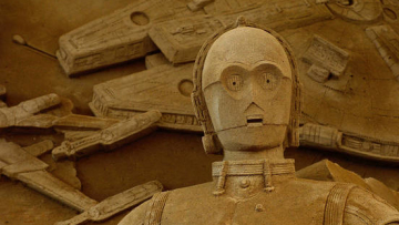 Patung pasir 'Star Wars' ditampilkan di Tottori Dunes di Jepang (1)