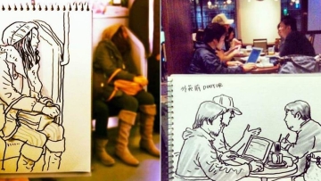 Pemandangan kehidupan sehari-hari diubah oleh ilustrator Jepang menjadi sketsa yang unik