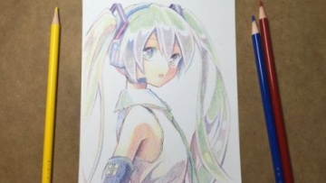 Gambar Hatsune Miku dengan Tiga Warna (2)