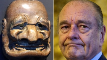 Topeng Jepang Berwajah Mantan Presiden Perancis Dipamerkan di Paris