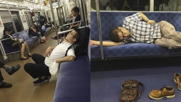 Foto-foto Orang Tertidur di Tempat Umum di Shibuya yang Kocak