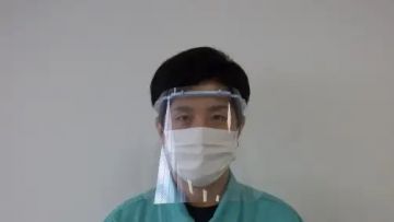 Face shield yang dibuat oleh SEEDS, anak perusahaan Bandai Namco Group