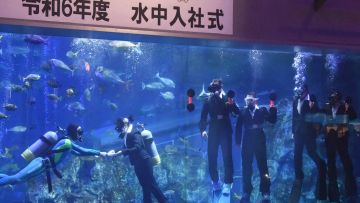 Upacara penerimaan pegawai di Aquarium Toba Upacara penerimaan pegawai di Aquarium Toba