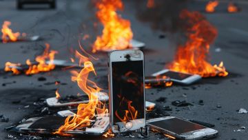 Ilustrasi Hp terbakar Ilustrasi Hp terbakar