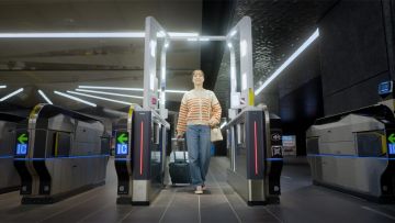 Ilustrasi gerbang tiket dengan sistem pengenalan wajah (Panasonic)