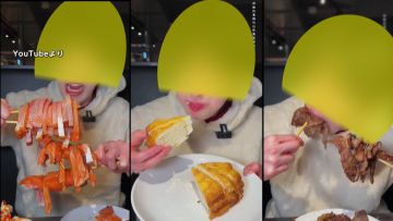 Konten influencer Douyin asal Tiongkok yang melahap seafood di sebuah restoran di Tokyo (FNN) Konten influencer Douyin asal Tiongkok yang melahap seafood di sebuah restoran di Tokyo (FNN)