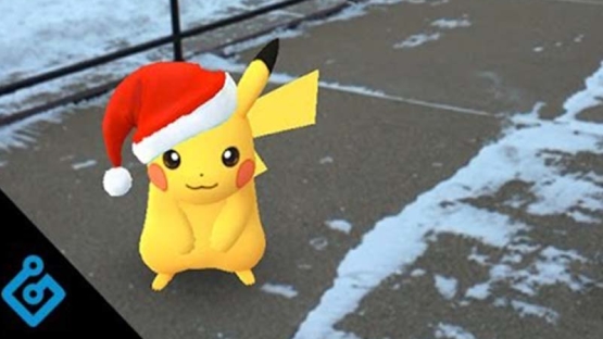 pikachu with santa hat pokemon go