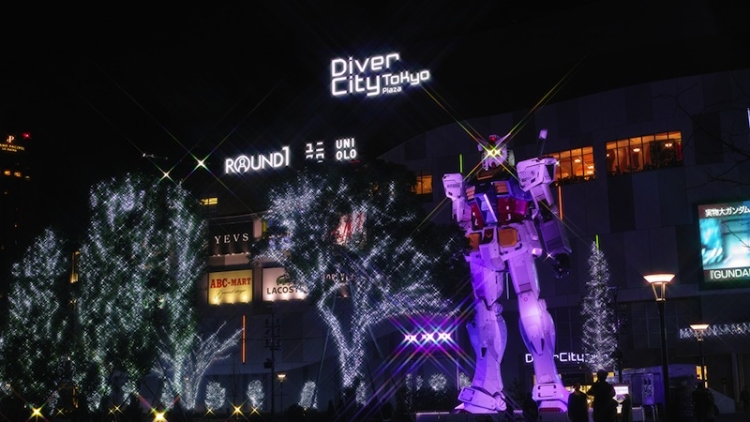 Light Show Patung Gundam Seukuran Asli Odaiba Musim Dingin