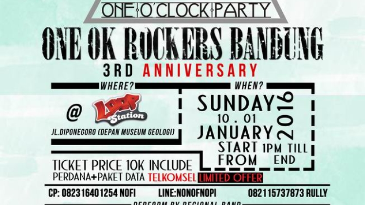 10 Januari 2016 - One Ok Rockers Bandung 3rd Anniversary One O'clock Party - Loop Station Bandung 10 Januari 2016 - One Ok Rockers Bandung 3rd Anniversary One O'clock Party - Loop Station Bandung