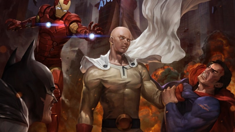 Kumpulan Fan Art Sugoi Ini Menampilkan Saitama Melawan Para Superhero Marvel & DC! - lee woo chul copy