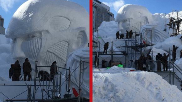 Patung salju Attack on Titan akan hadir di Sapporo Snow Festival (2) Patung salju Attack on Titan akan hadir di Sapporo Snow Festival (2)