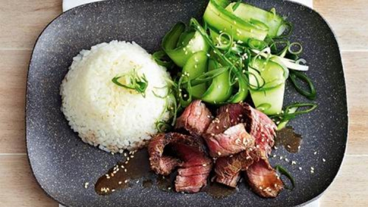 Resep Beef Teriyaki Dengan Nasi Ketan dan Mentimun Yang Oishii!