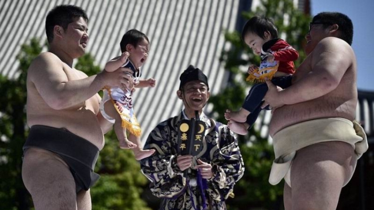 Nakizumo Festival Tampilkan Para Pegulat Sumo dan Bayi yang Menangis (1) Nakizumo Festival Tampilkan Para Pegulat Sumo dan Bayi yang Menangis (1)