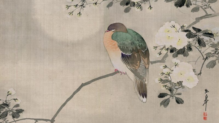 japanese-silk-painting-of-a-wood-pigeon-japanese-school japanese-silk-painting-of-a-wood-pigeon-japanese-school