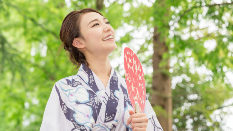 Woman wearing a kimono
