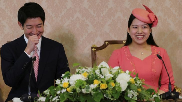 Japanese Princess Ayako and her fiance Kei Moriya attend a news conference to announce their engagement in Tokyo Japanese Princess Ayako and her fiance Kei Moriya attend a news conference to announce their engagement in Tokyo