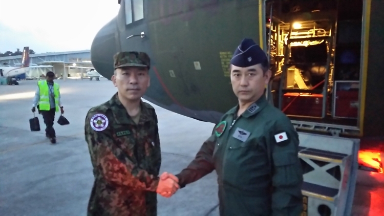 Jepang mengirimkan bantuan berupa The Japan Dissaster Relief (JDR) team. Tim tersebut terdiri dari unit pasukan bela diri Jepang. Jepang mengirimkan bantuan berupa The Japan Dissaster Relief (JDR) team. Tim tersebut terdiri dari unit pasukan bela diri Jepang.