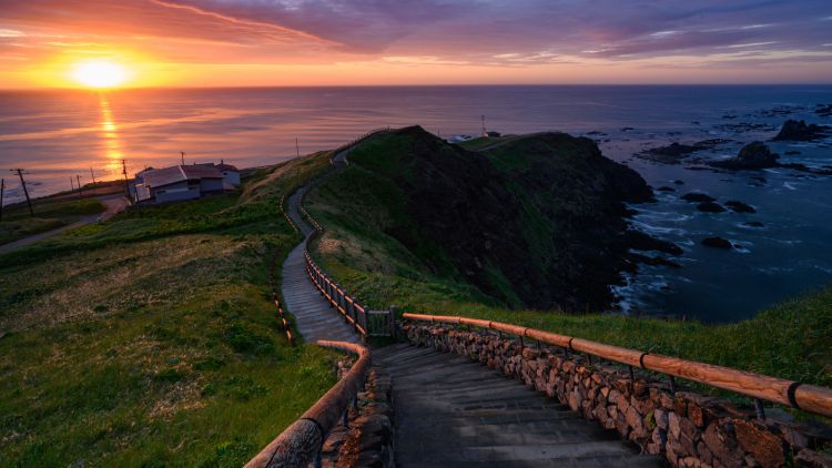 Matahari terbenam di Hokkaido Hokkaido prefektur Jepang japanesestation.com