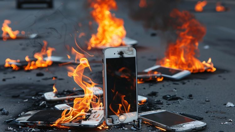 Ilustrasi Hp terbakar