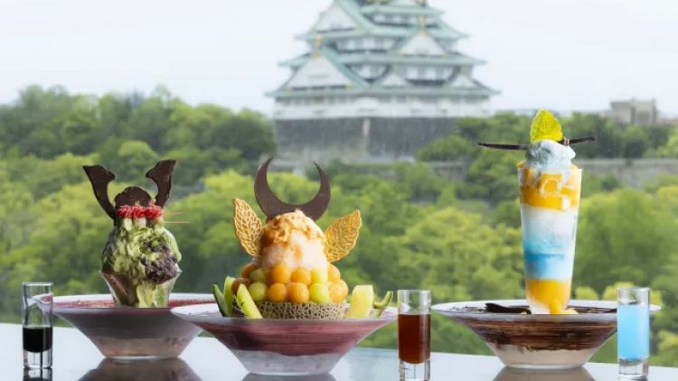 Tiga rasa es serut spesial dari DoubleTree by Hilton Osaka Castle.