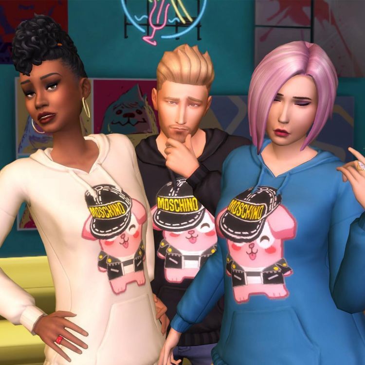 Kolaborasi Moschino x The Sims yang bisa digunakan dalam game. (instagram: moschino)