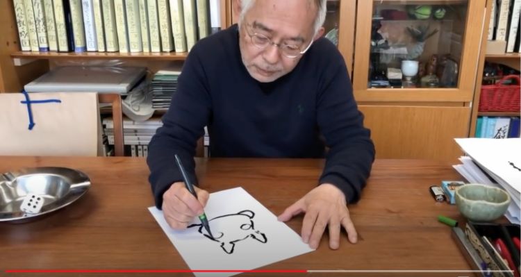 Proses menggambar mata Totoro (soranews24.com)