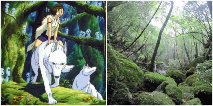 San dari Princess Mononoke dengan Serigala dan Pulau Yakushima
