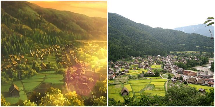 Shirakawa-go, sebuah desa kecil di pegunungan dan merupakan inspirasi bagi Hinamizawa