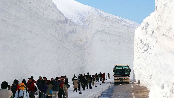 Koridor salju yang ada di puncak Murodo (Japan Guide).