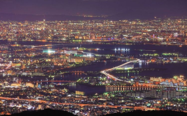 Pemandangan kota Kobe dilihat dari Rokko Shidare Observatory