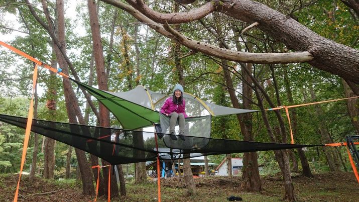Tenda apung di Bumi Perkemahan Danau Tawaza (Semboku City Rural Experience Association)