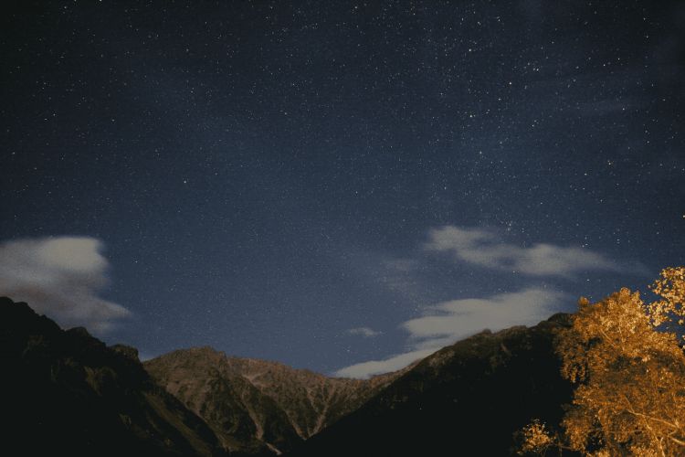 Keindahan langit malam di antara hutan dan pegunungan (JNTO).