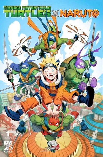 Poster resmi kolaborasi Naruto x Teenage Mutant Ninja Turtle (IGN via Anime News Network).