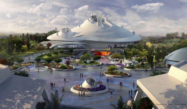 Bentuk wahana Space Mountain setelah renovasi selesai (Kyodo News).