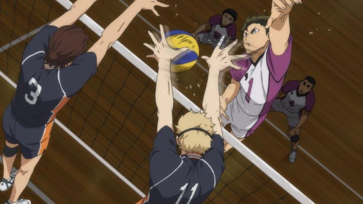 Pertandingan voli yang seru antara Karasuno dan sekolah lainnya di anime Haikyu!!