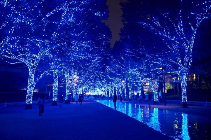 Jalur dengan cahaya biru pada Shibuya Blue Cave 2024 (PR Times)