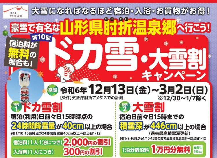 Pamflet promosi potongan harga di Hijiori Onsen